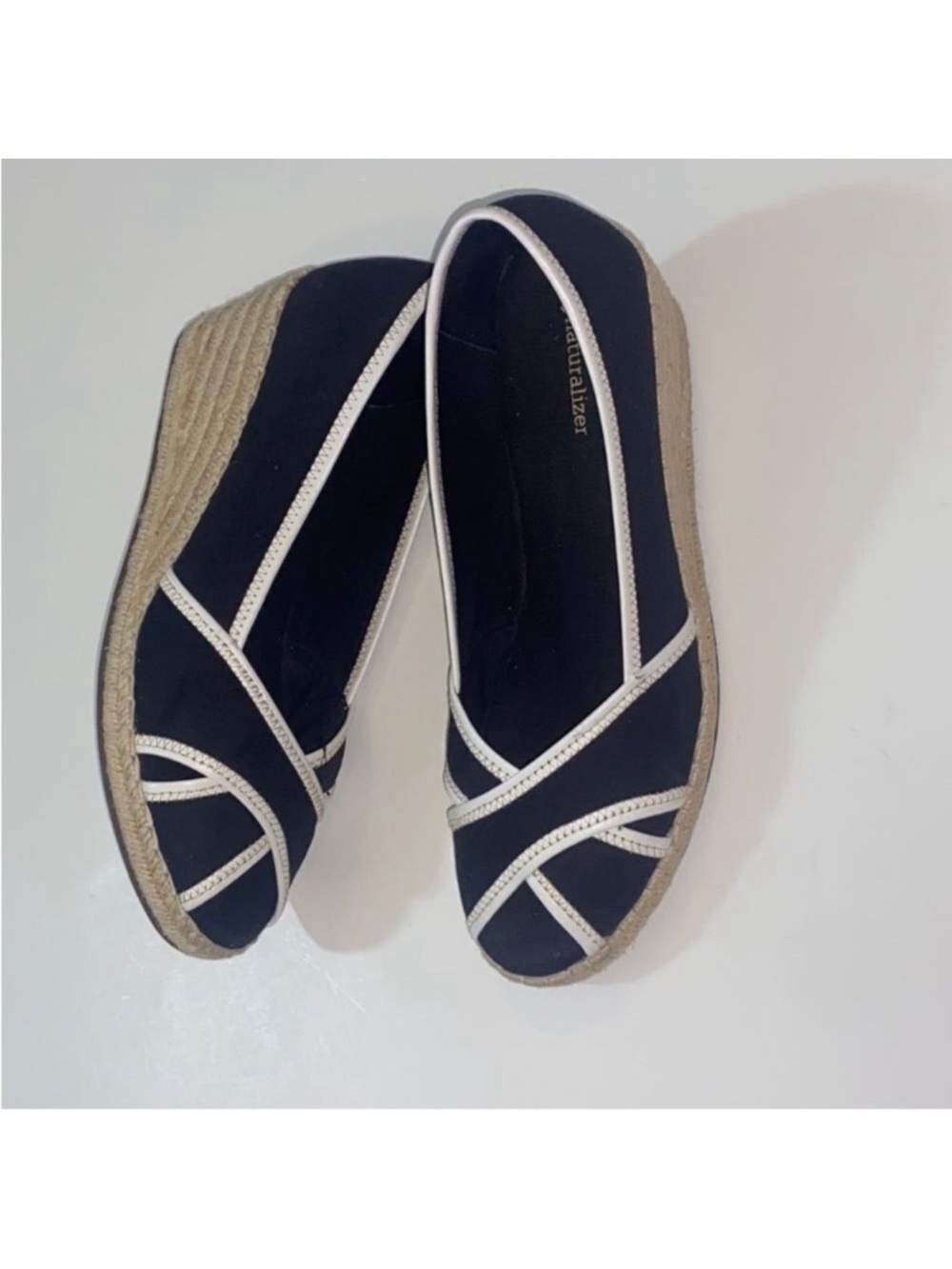 Naturalizer Black and White Espadrille Wedges Size 9.5M